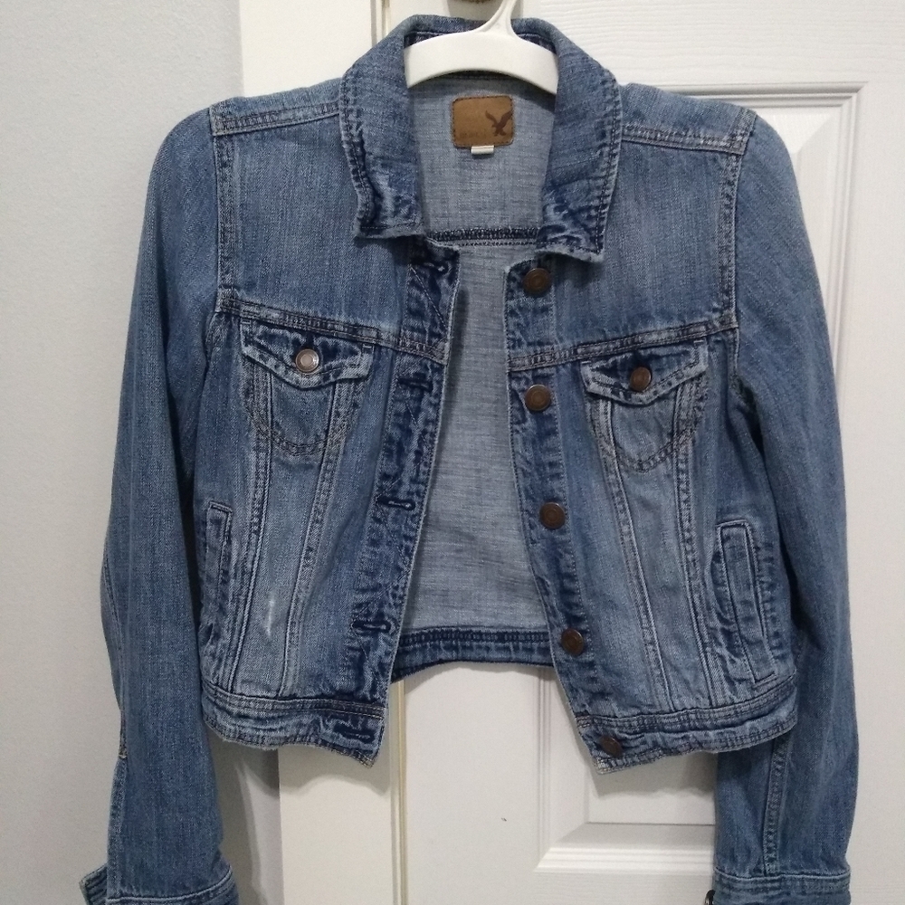 American Eagle slightly distressed denim jacket